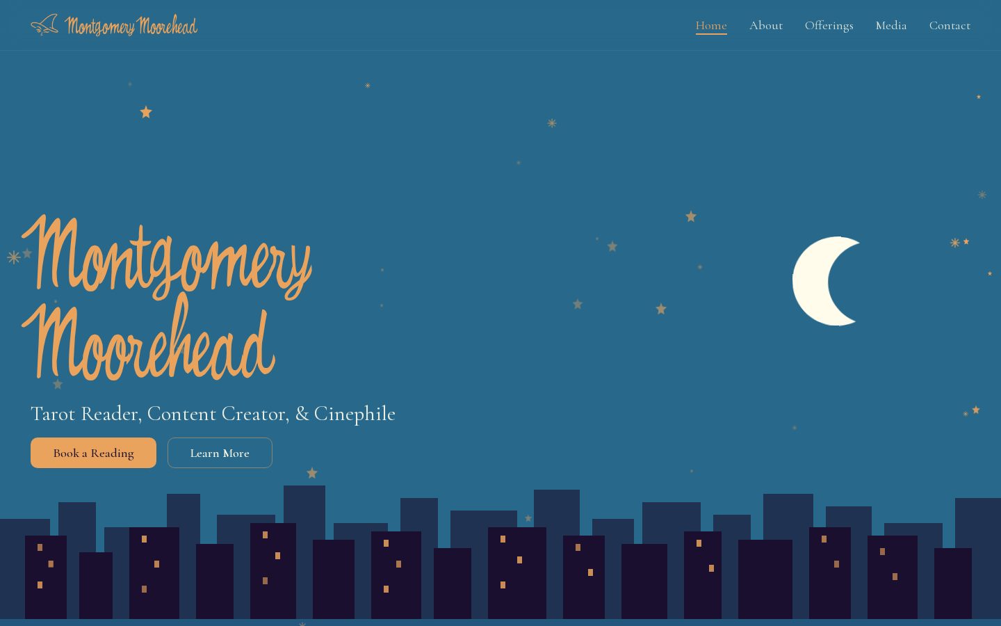 Mystic Moorehead website, home page